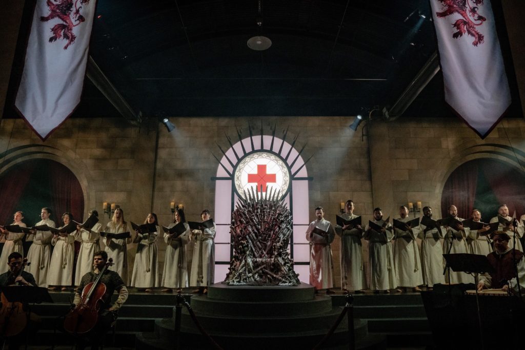 An image of the iron throne at the SXSW Game of Thrones blood drive experience. 