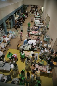Every available space throughout the hospital is being used to cater and care for those in need of medical assistance.