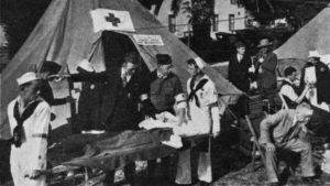 Red Cross first aid units cared for 2,500 emergency cases at Compton.
