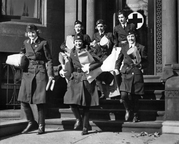 Boston, Massachusetts. Motor corps volunteers of Boston go on duty. Photo from The Red Cross Courier, January 1937, page 16.  
