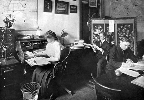 Boardman in 1910, working in Red Cross headquarters, a room within the State-War-Navy Building next to the White House. The space was offered for the organization’s use by the then current Secretary of War William Howard Taft.