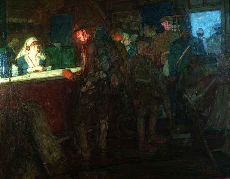 Canteen at the Front. (Shows an interior of the Red Cross Canteen.) Oil on canvas 1918