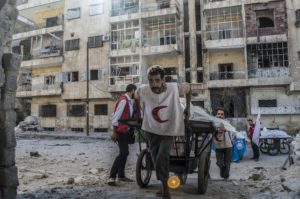 Delivery of food for children in the Eastern part of Aleppo