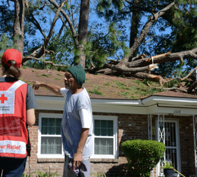 Fallen tree on home in Savannah, GA