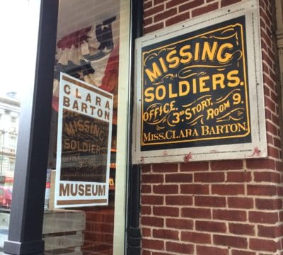Red Cross Clara Barton Missing Soldiers Office sign