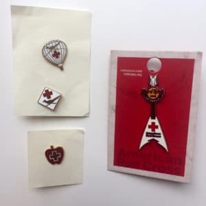 Samples of Red Cross pins hard rock cafe guitar