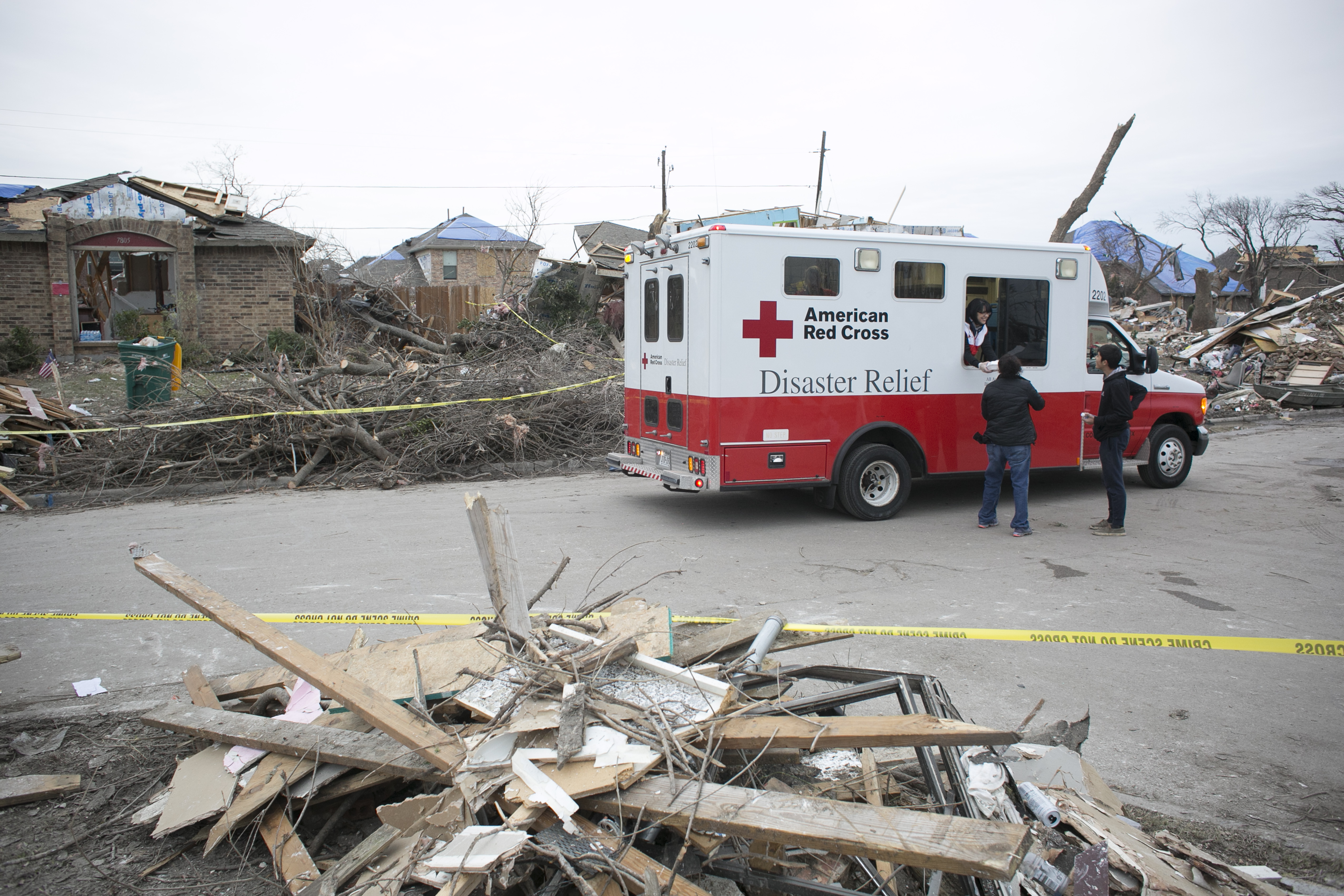 Red Cross ERV serves meals in Garland, Texas after a January tornado