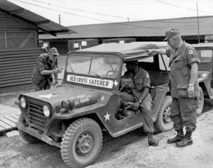 Steve Bullock in Red Cross Jeep