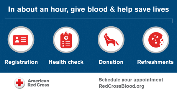 Blood donation process steps.