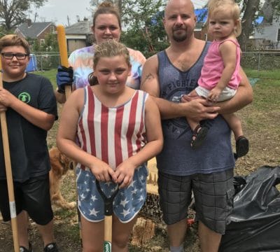 The Hartwig family after a tornado hit their home in Marshalltown, Iowa.