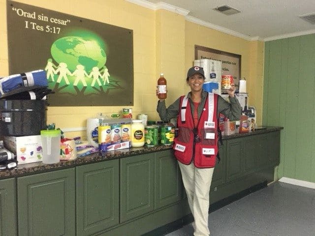 Norma in her Red Cross vest. 