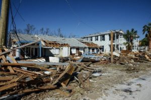 Photo of a damaged house after Hurricane Michael.