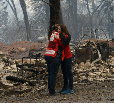 Damaged property in Paradise, California after the California wildfires.