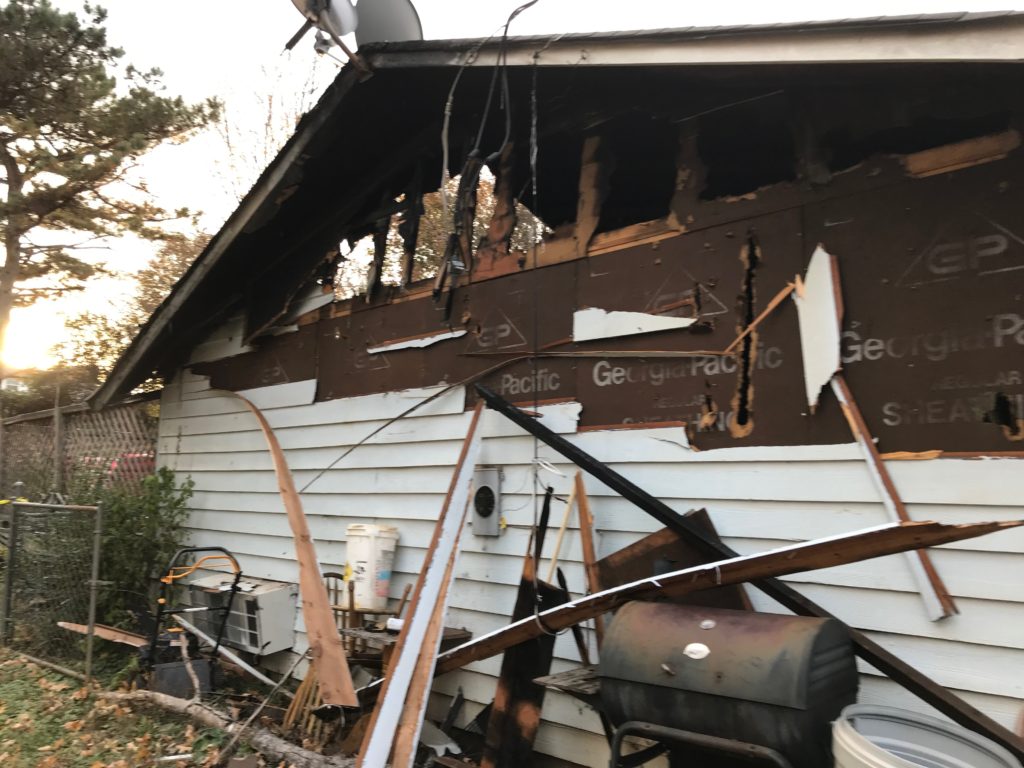 A picture of Karen's damaged home. 