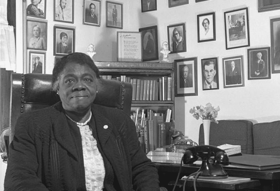 A historical portrait of Mary McLeod Bethune. 