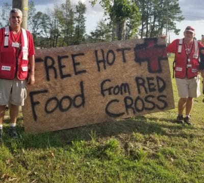 Joe getting the word out about Red Cross meals.