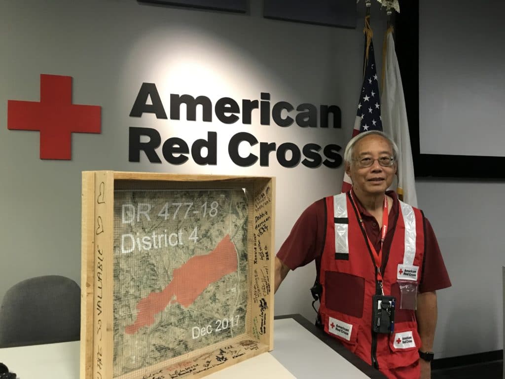 Cliff Hu at the Red Cross headquarters in his region. 