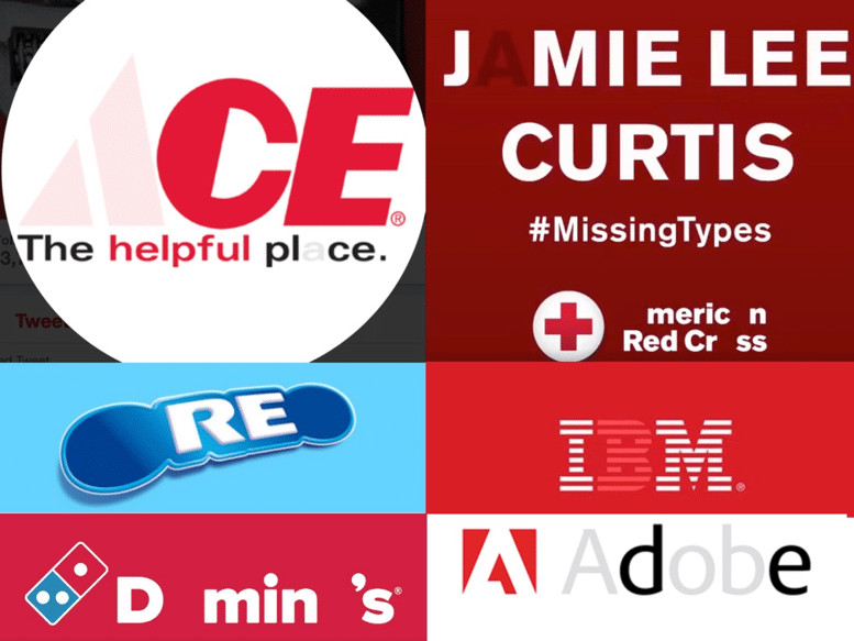 Brands and a celebrity that participated in the #MissingTypes movement. 