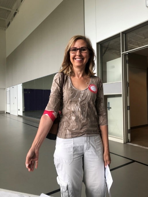 Kendra's mom after a blood donation.