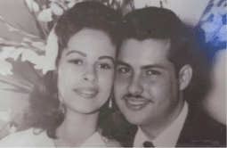 A black and white photo of Felipe and Nila